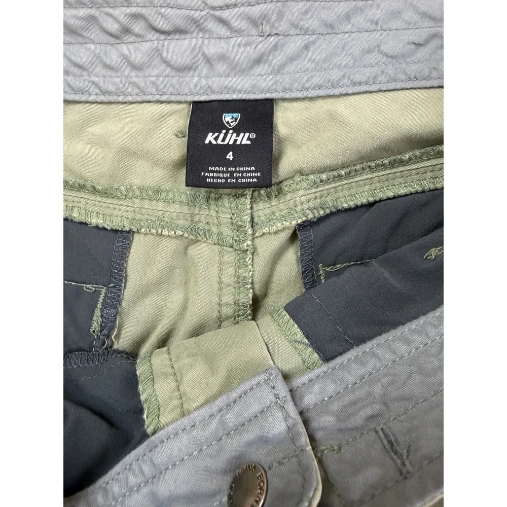 Kuhl Cargo Shorts Womens Size 4 Green Hiking Camping Zipper Pockets